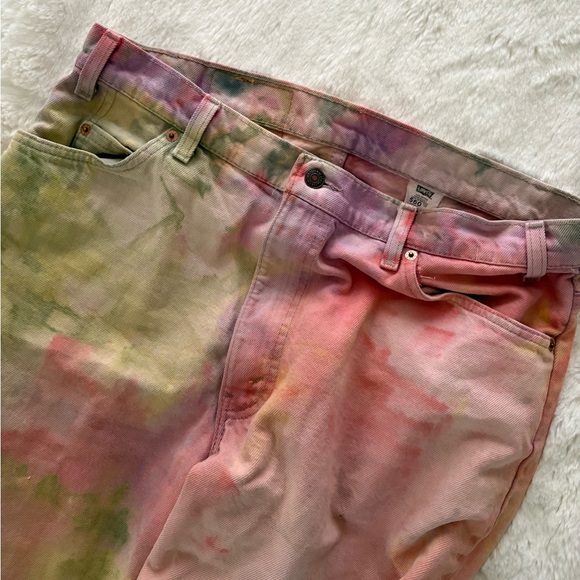 Levi's Women's Tie-Dye Straight Leg Jeans - Pink, Green, Yellow - Picture 7 of 10